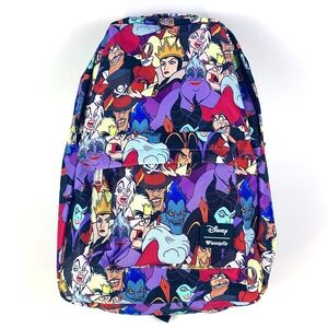 Loungefly X Disney Villians Full Sz Backpack AOP Ursula Hades Hook Jafar Malific